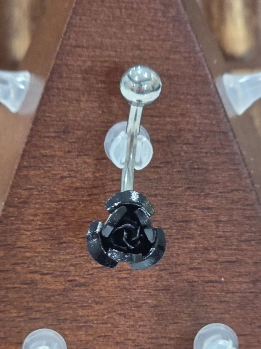 Painful Pleasures ✦ Black Rose Navel Ring ✦ 14G Surgical Steel Belly Jewelry NWT